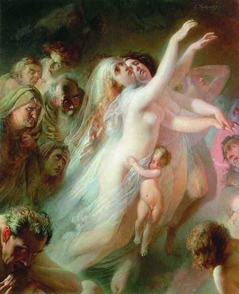 Konstantin Makovsky Charon transfers the souls of deads over the Stix river